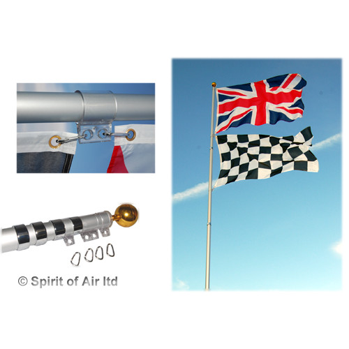 Telescopic 6m Aluminium Flag Pole (two flag version)